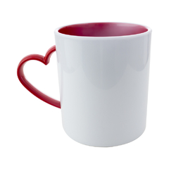 Caneca de Polímero com Alça de Coração Vermelho