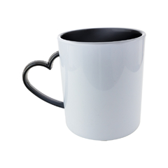 Caneca de Polímero com Alça de Coração Preto
