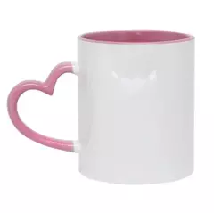 Caneca Coração Alça e Interior Rosa Live
