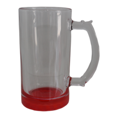 Caneca de Chopp Vidro Cristal Base Vermelha 475ml-LIVE