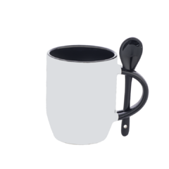 Caneca com Colher, Alca e Interior Preta JKB