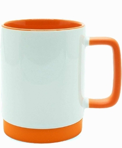 Caneca Branca com Alça Soft e Base Silicone Interior Laranja- 325ml