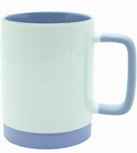 Caneca Branca com Alça Soft e Base Silicone Interior Lilas- 325ml