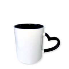 Caneca com Alça Coração e Interior Azul escuro