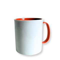Caneca polímero com alça e interior laranja 350ml