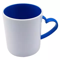 Caneca de Polímero com Alça e Interior de Coração Azul Royal