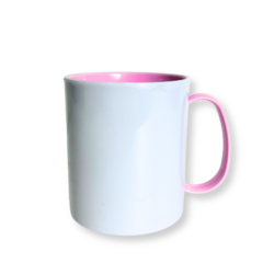 Caneca polímero com alça e interior rosa bebe 350ml