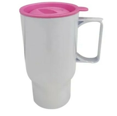 Caneca Veicular Alça Quadrada Tampa Rosa