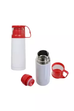 Garrafa Termica Aço Inox Copo Vermelha 300mL na internet