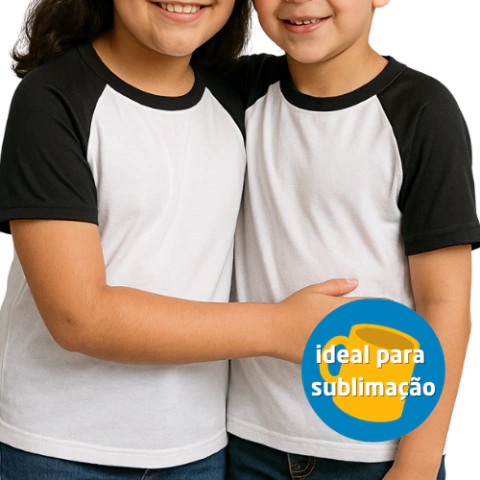 CAMISETA INF. M.CURTA RAGLAN PRETO/BCA 10 - comprar online