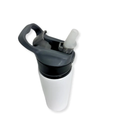 Squeeze Alumínio Branco Tampa Preta 600ml Mecolour - ABC Sublima