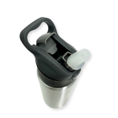 Squeeze Aluminio Prata Tampa Preta 600ml Mecolour - ABC Sublima