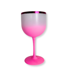 Taça de Gin Degradê Fosca Rosa bebe Borda Metal