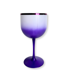 Taça de Gin Degradê Fosca Roxo Borda Metal
