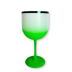 Taça de Gin Degradê Fosca Verde Borda Metal