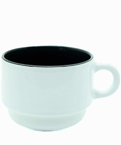 Xicara de Cerâmica Branca com Interior Preto 150ml para Suporte Metal