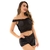 Conjunto Cropped e Mini Shorts Arrastão Detalhes em Renda Preto - comprar online