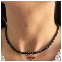 Collar piedra obsidiana dorada
