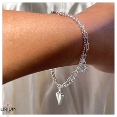 Pulsera doble corazones #P84 - comprar online