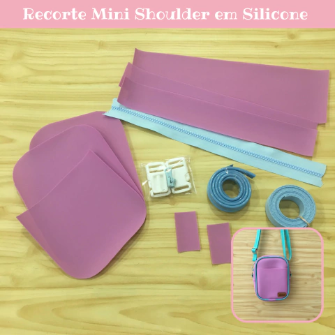 Kit p/ Costurar - Mini Shoulder Bag 342 - Silicone Lilás+Azul Bebê
