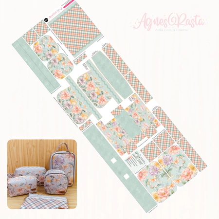 Painél Floral Aquarela - Hortelã