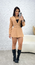 Macaquinho Blazer Feminino Alfaiataria Com Cinto Carol - loja online