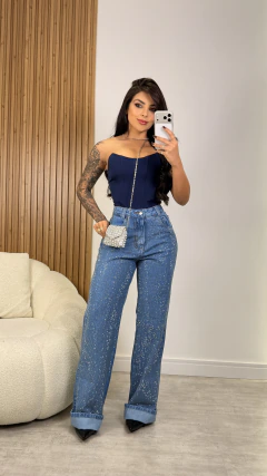 Calça Wide Leg com Brilho - Nicole - comprar online