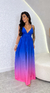 Vestido Longo Plissado Caroline - Azul - comprar online