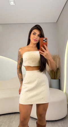 Cropped Brilho Junia - Bege - comprar online