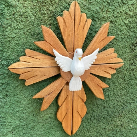 Mandala/ Resplendor Divino Espirito Santo em Madeira Oval