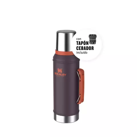 STANLEY NEW CLASSIC 950 ML CON MANIJA Y TAPON CEBADOR 360 COLOR PLUM
