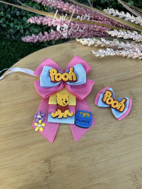Conjunto Pooh pote mel c/ 3 kits (3 laçarote + 3 laços) - comprar online