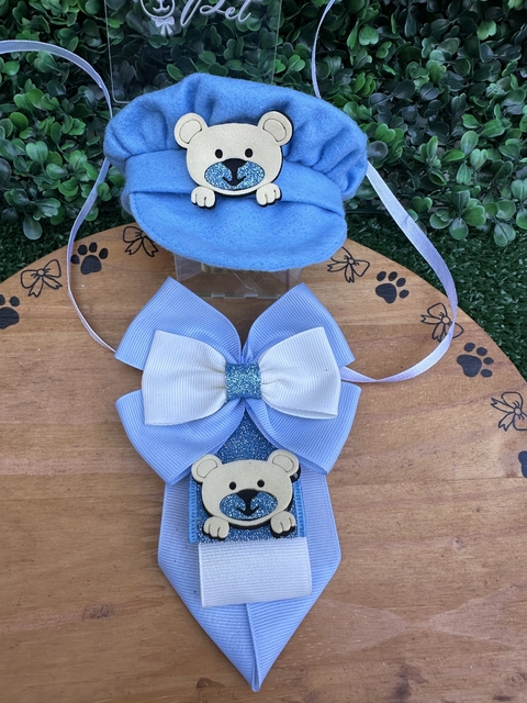 Conjunto Ursinho c/ 2 kits (2 Gravatas + 2 Boinas)