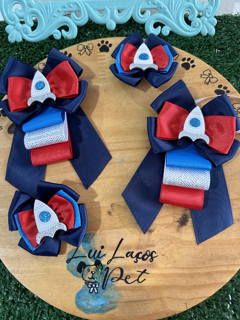 Conjunto Foguete c/ 5 kits (5 Gargantilhas +5 Laços)