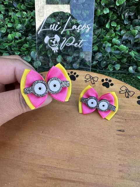 Laço M Rosa Óculos Minions c/ 10 uni