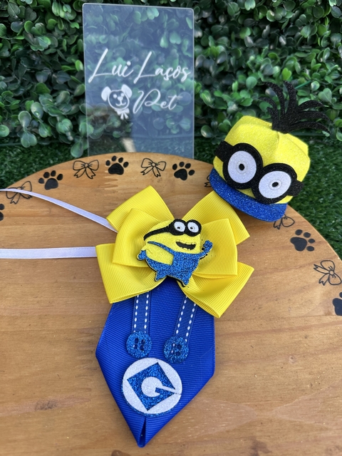 Conjunto Minions Óculos c/ Boné 3 kits (3 gravatas+ 3 Bonés)