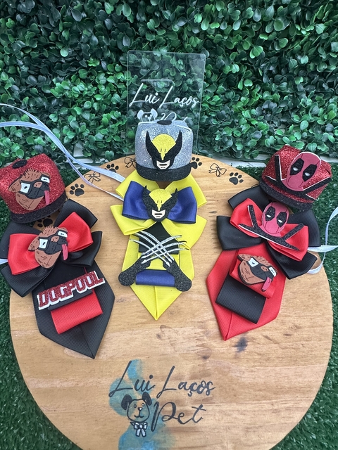 Conjunto Trio Dog e DeadPool & Wolverine c/3 kits (3 gravatas +3 bonés) 1 de cada personagem