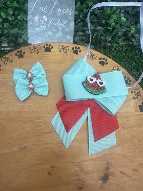 Conjunto Melancia c/ 5 kits (5 gargantilhas + 10 laços)