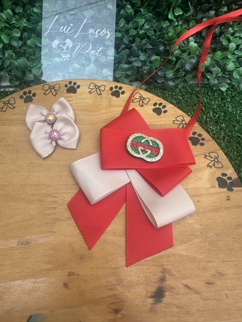 Conjunto Gucci c/ 5 kits (5 gargantilhas + 10 laços)