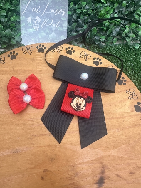 Conjunto Minnie Vermelha c/ 5 kits (5 gargantilhas + 10 laços)