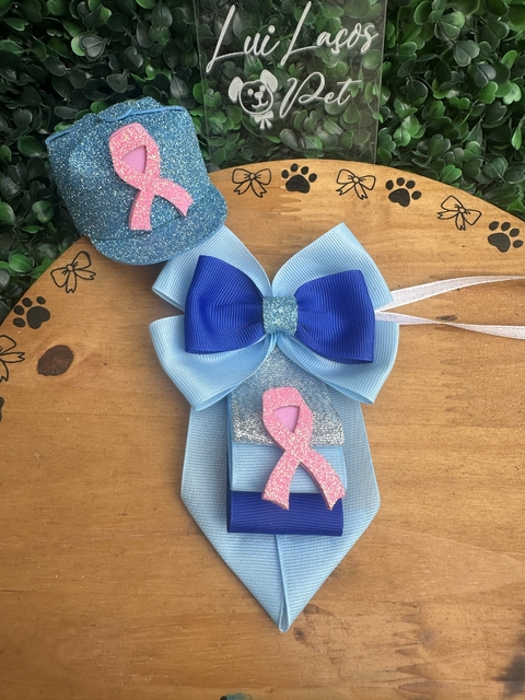 Conjunto Macho Outubro Rosa c/ 2 kits (2 Gravatas+ 2 Bonés)