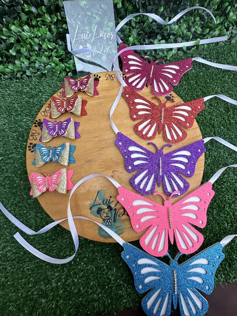 Conjunto EVA Borboleta c/ 5 kits (5 Gargantilhas + 5 Laços)