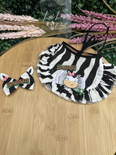 Conjunto Tecido Zebra c/ 2 kits (2 babadores + 2 laços) - comprar online
