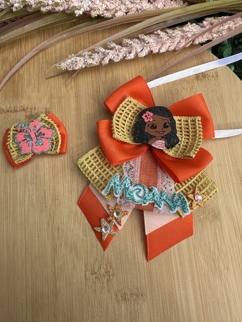 Conjunto Moana Crochê c/ 3 kits (3 gargantilhas+ 3 Laços) - comprar online