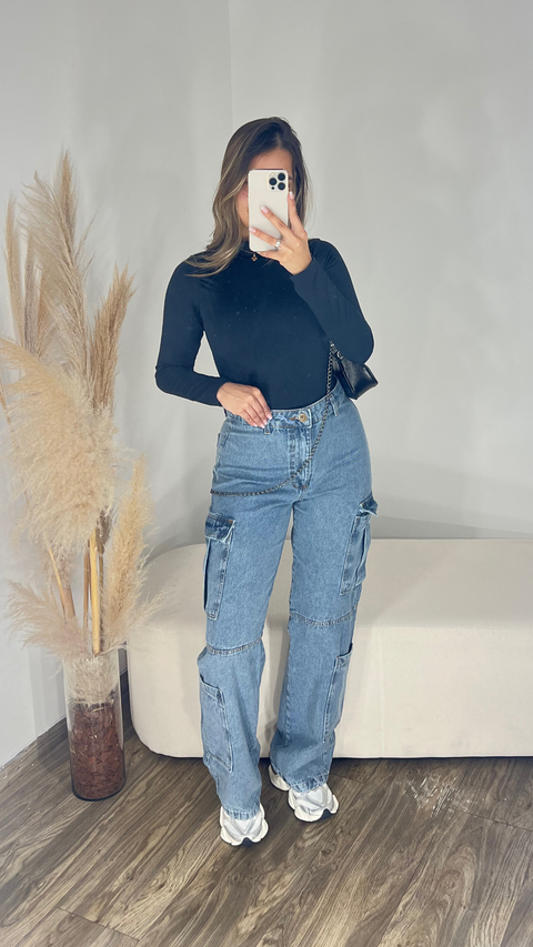 Calça wide leg cargo - comprar online