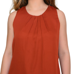 Blusa Luiza em Crepe - Elegância com Pregas e Botão nas Costas - Ana Donato - Boutique | Moda Feminina