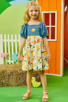 Vestido Infantil Jeans Frutinhas Kukie - loja online