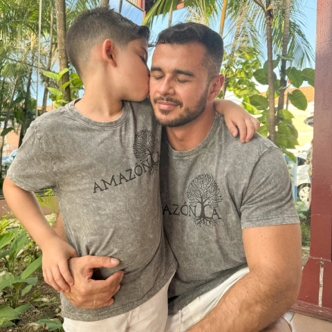 Camiseta Estonada Infantil - Chumbo Sky - Amazônia Árvore