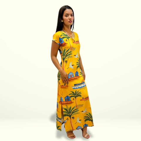 Vestido Jeri - Barcos e Tuiuiu Fundo Amarelo - comprar online