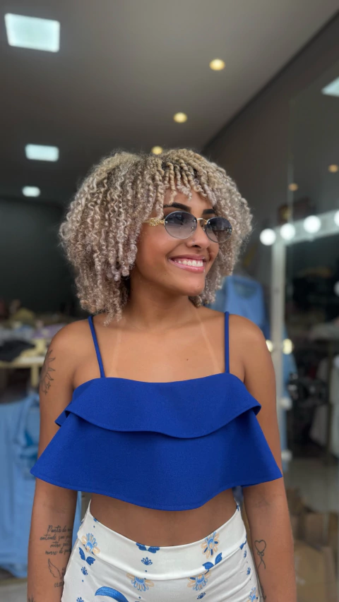 Cropped crepe babado - comprar online